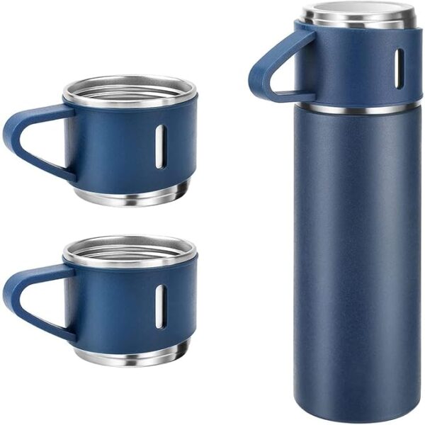 Steel Vacuum Flask Set with 3 Steel Cups Combo – 500ml